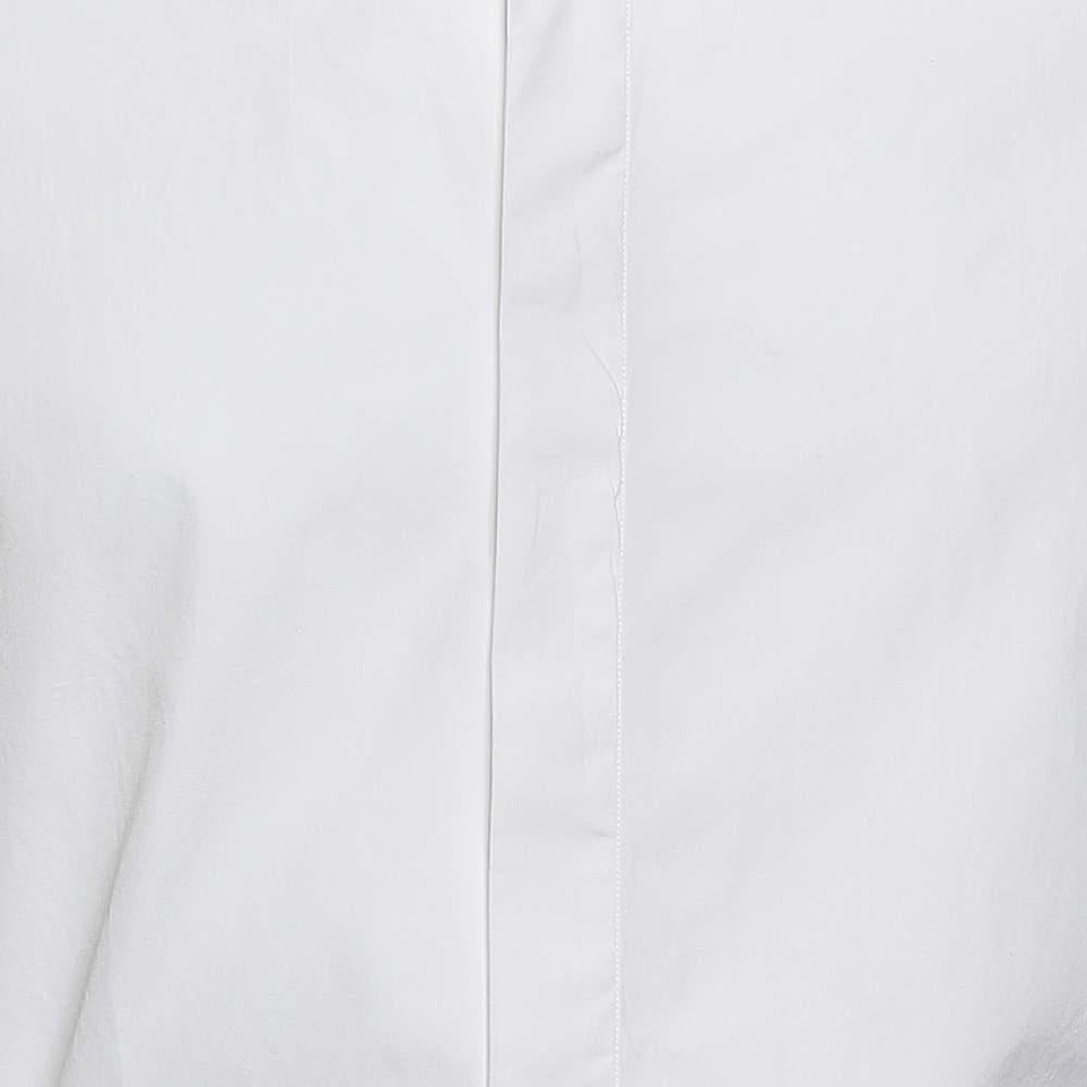 Balenciaga White Cotton Contrast Collar Detail Button Front Shirt M In Good Condition For Sale In Dubai, Al Qouz 2