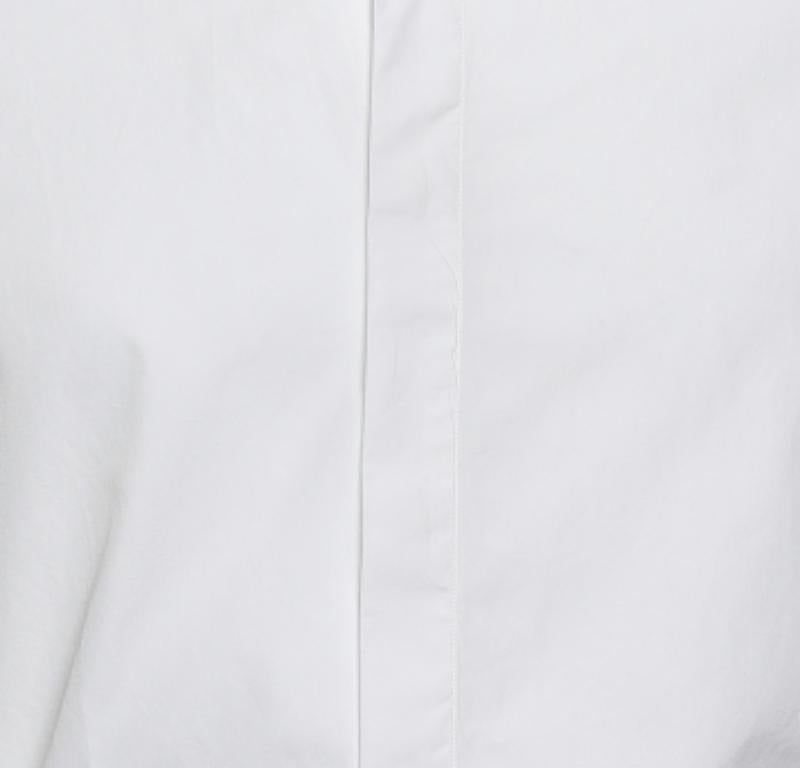 Balenciaga - Chemise en coton blanc à col contrasté et boutons sur le devant, taille M en vente 1