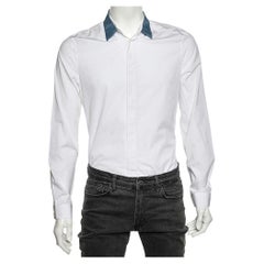 Balenciaga White Cotton Contrast Collar Detail Button Front Shirt M