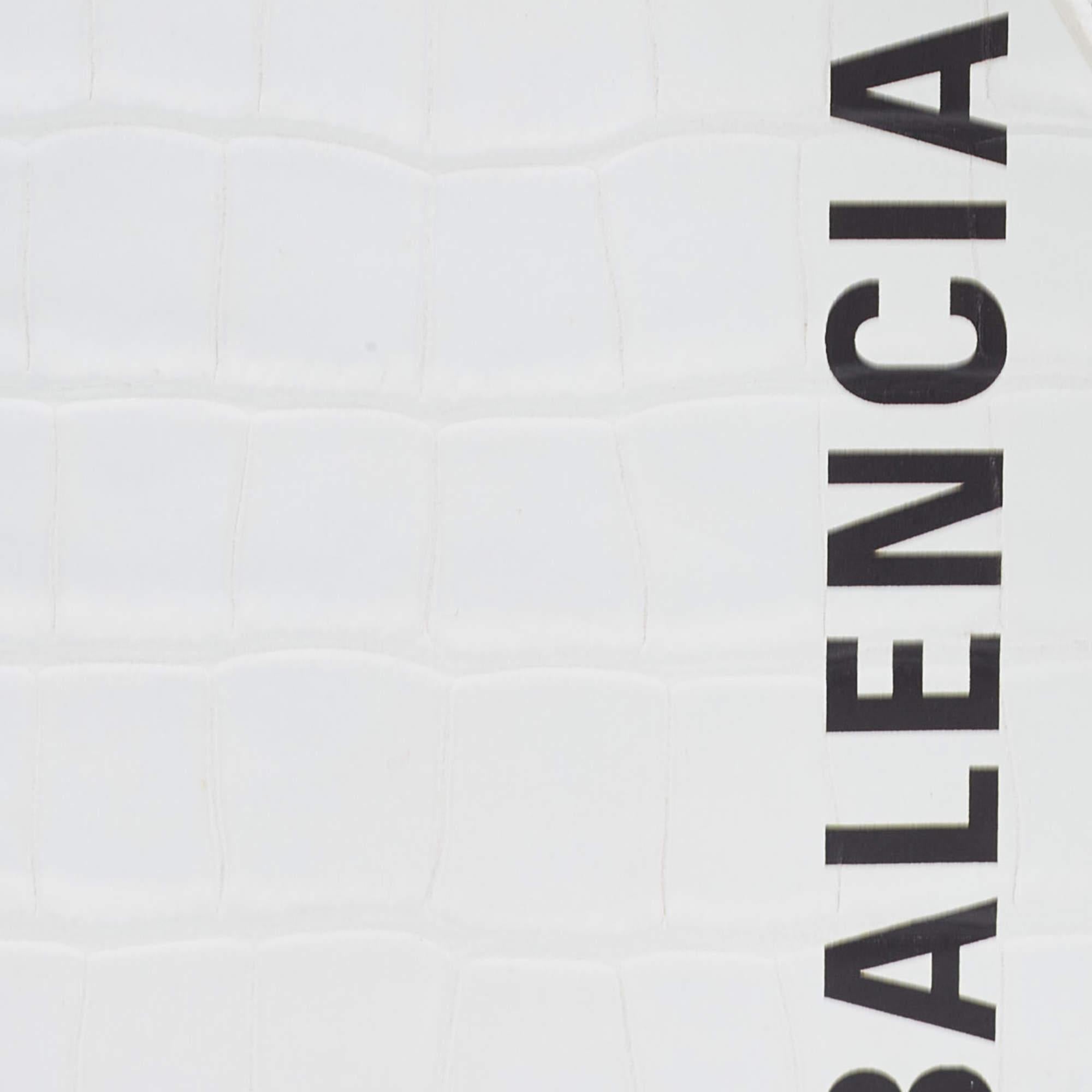 Balenciaga White Croc Embossed Leather Cash Phone Holder Bag 3