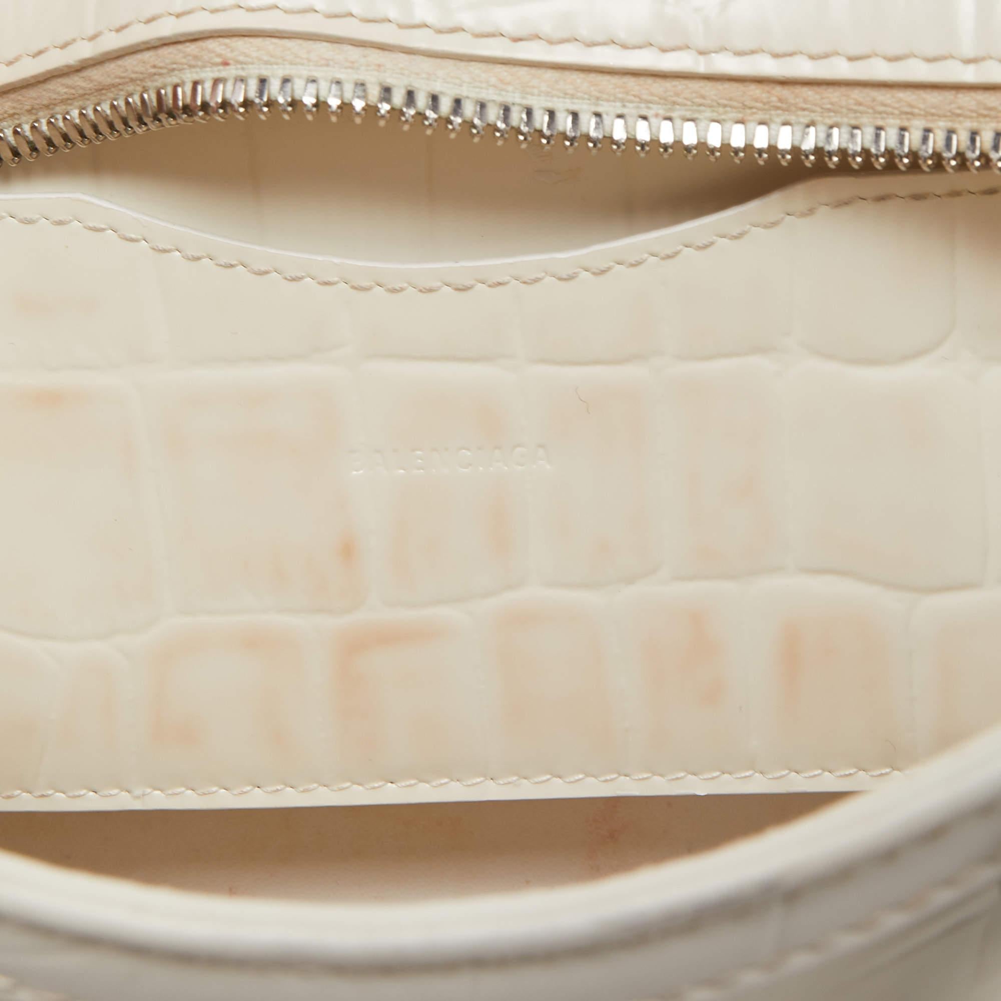 Balenciaga White Croc Embossed Leather Mini Neo Classic Tote 10