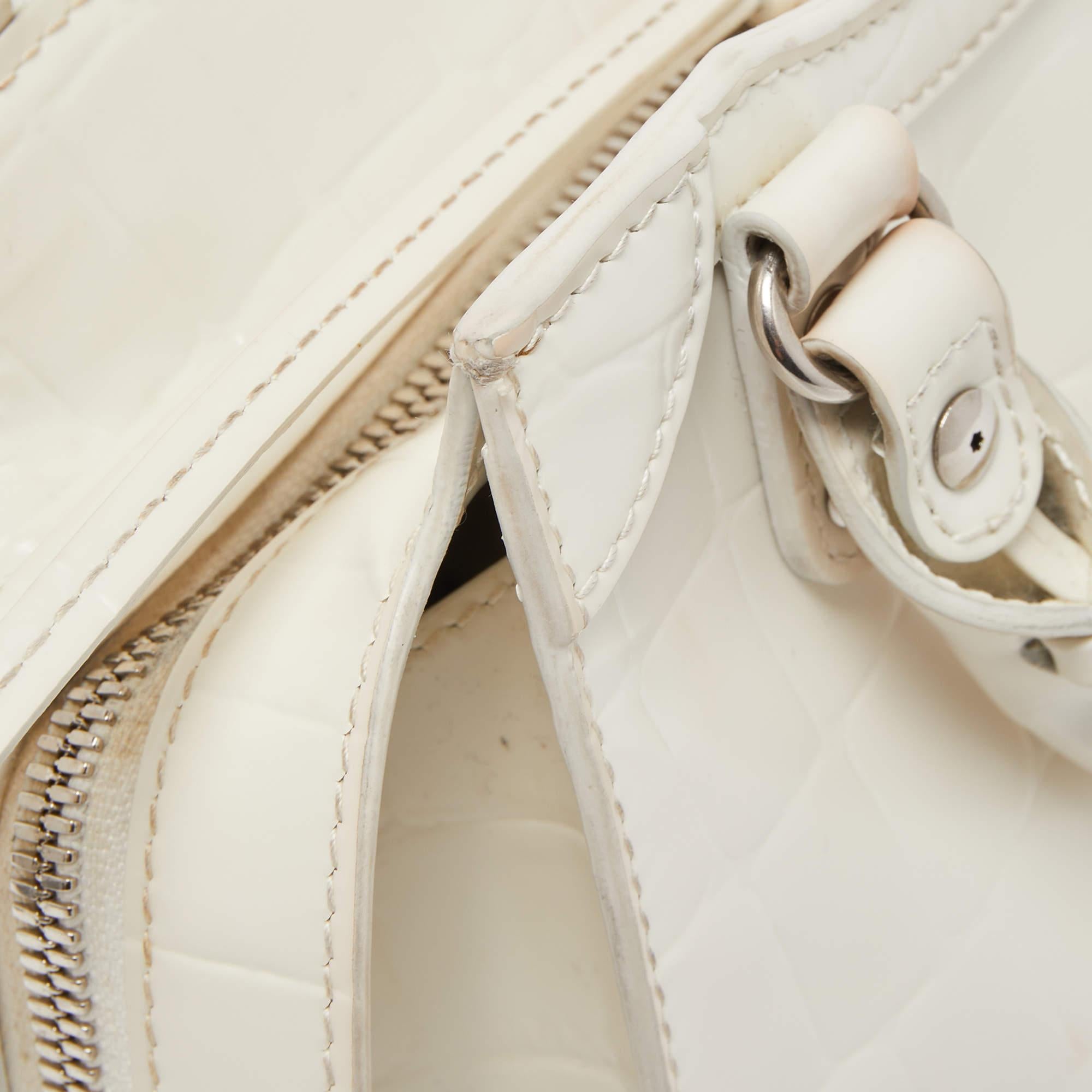Balenciaga White Croc Embossed Leather Mini Neo Classic Tote 13