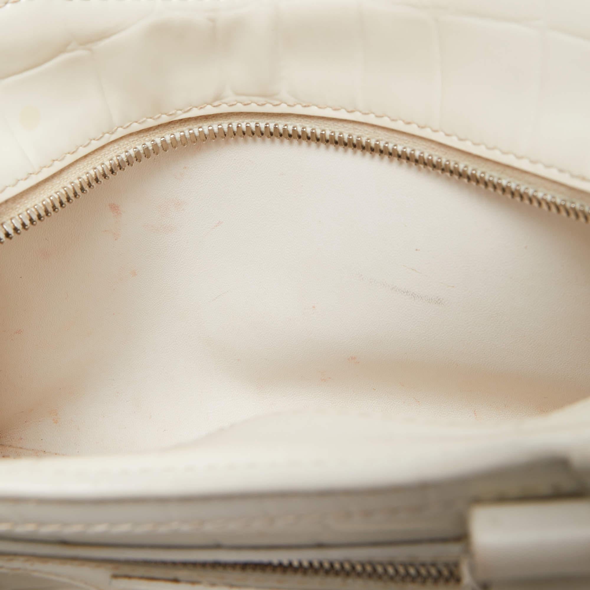 Balenciaga White Croc Embossed Leather Mini Neo Classic Tote 15