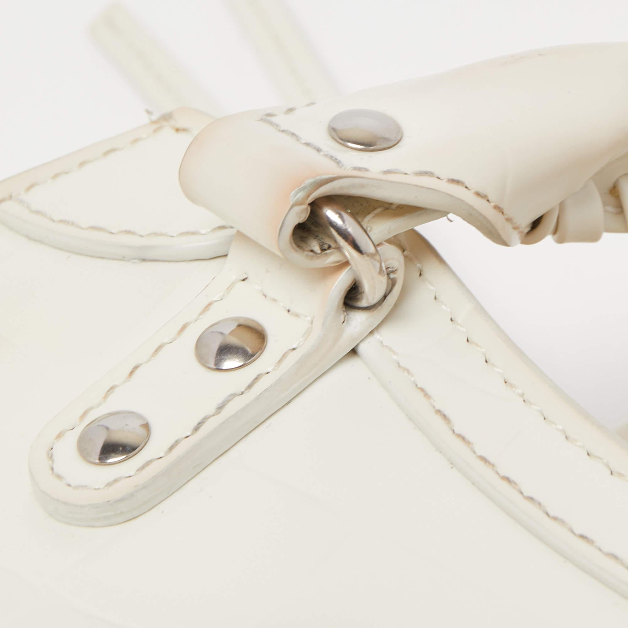 Balenciaga White Croc Embossed Leather Mini Neo Classic Tote 4