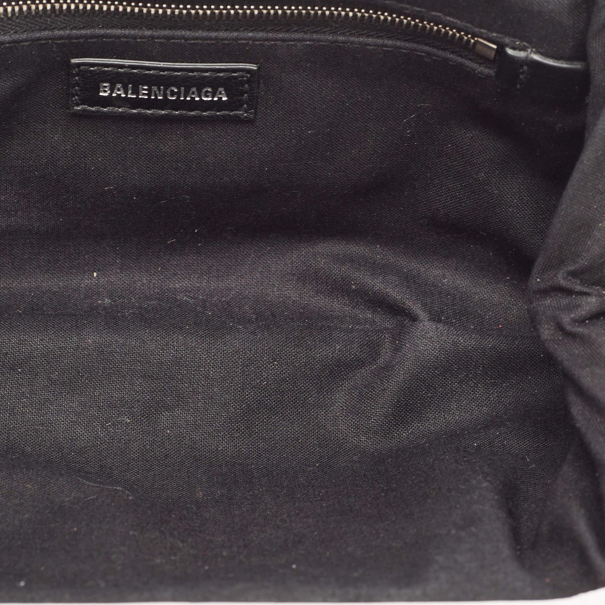Balenciaga White Croc Embossed Leather XS Cloud Clutch Bag 6
