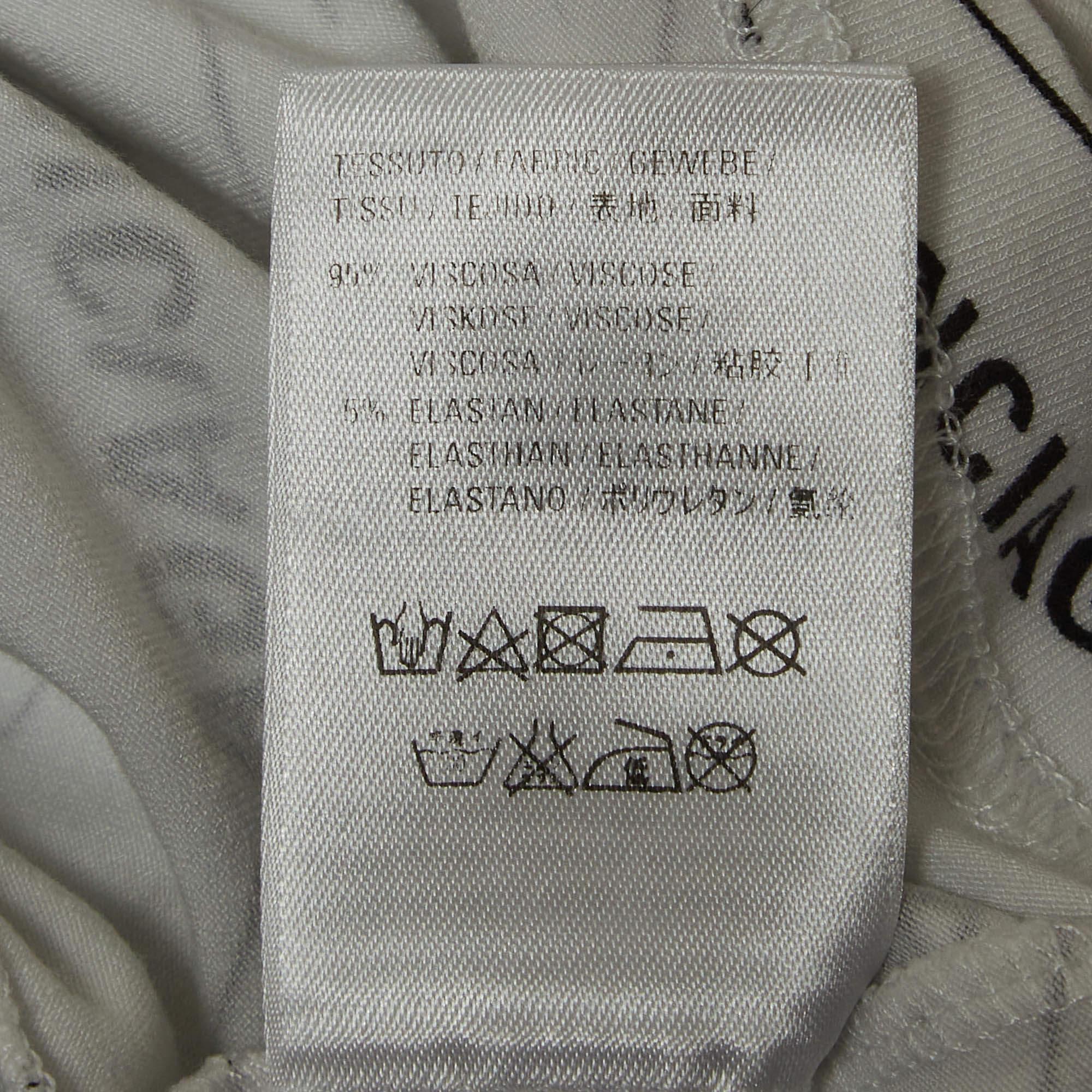 Balenciaga White Diagonal Logo Print Jersey Long Sleeve T-Shirt S 2