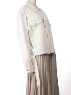 Balenciaga White Distressed Denim Jacket Size M