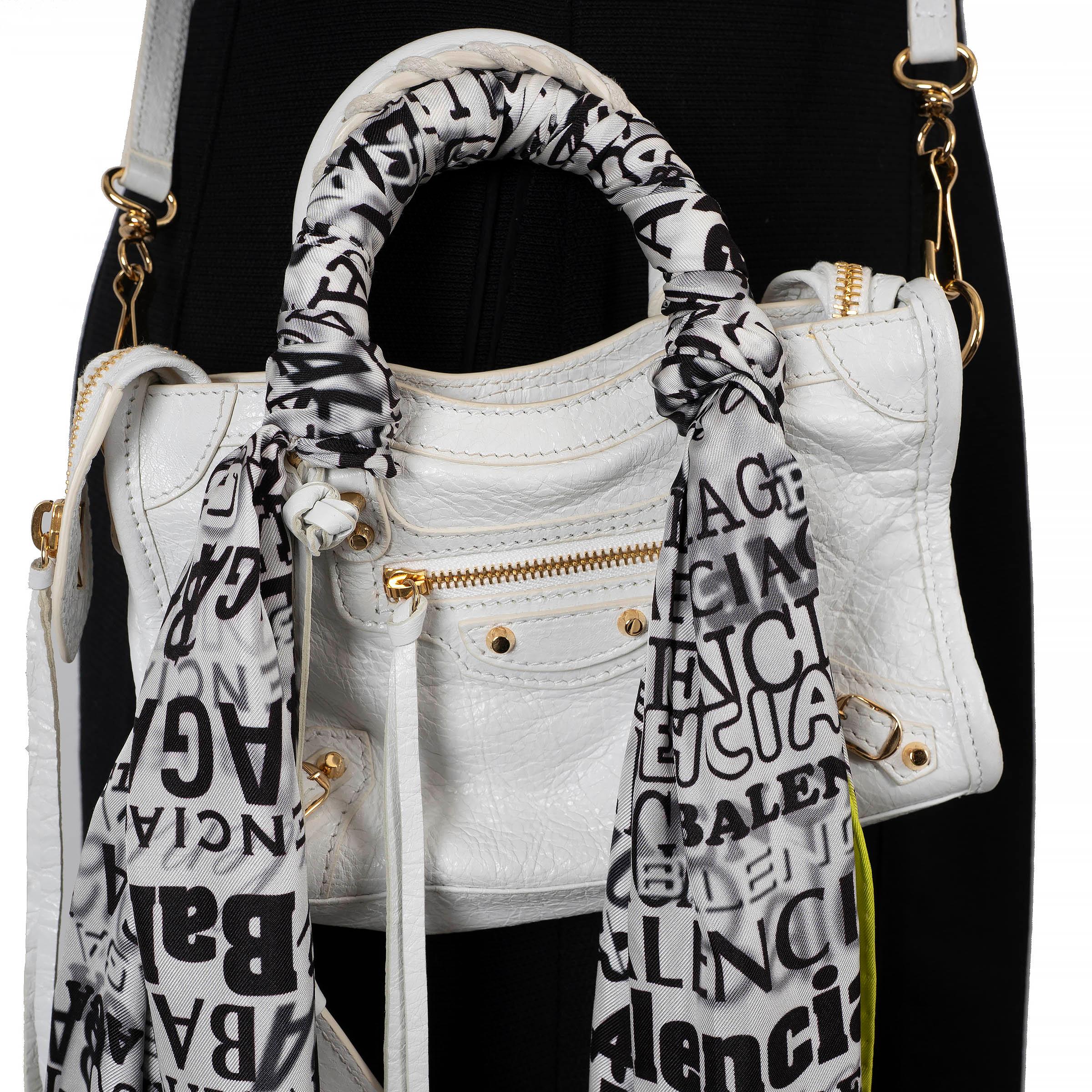 BALENCIAGA weiß eather 2019 CLASSIC CITY SCARF NANO Tasche im Angebot 6