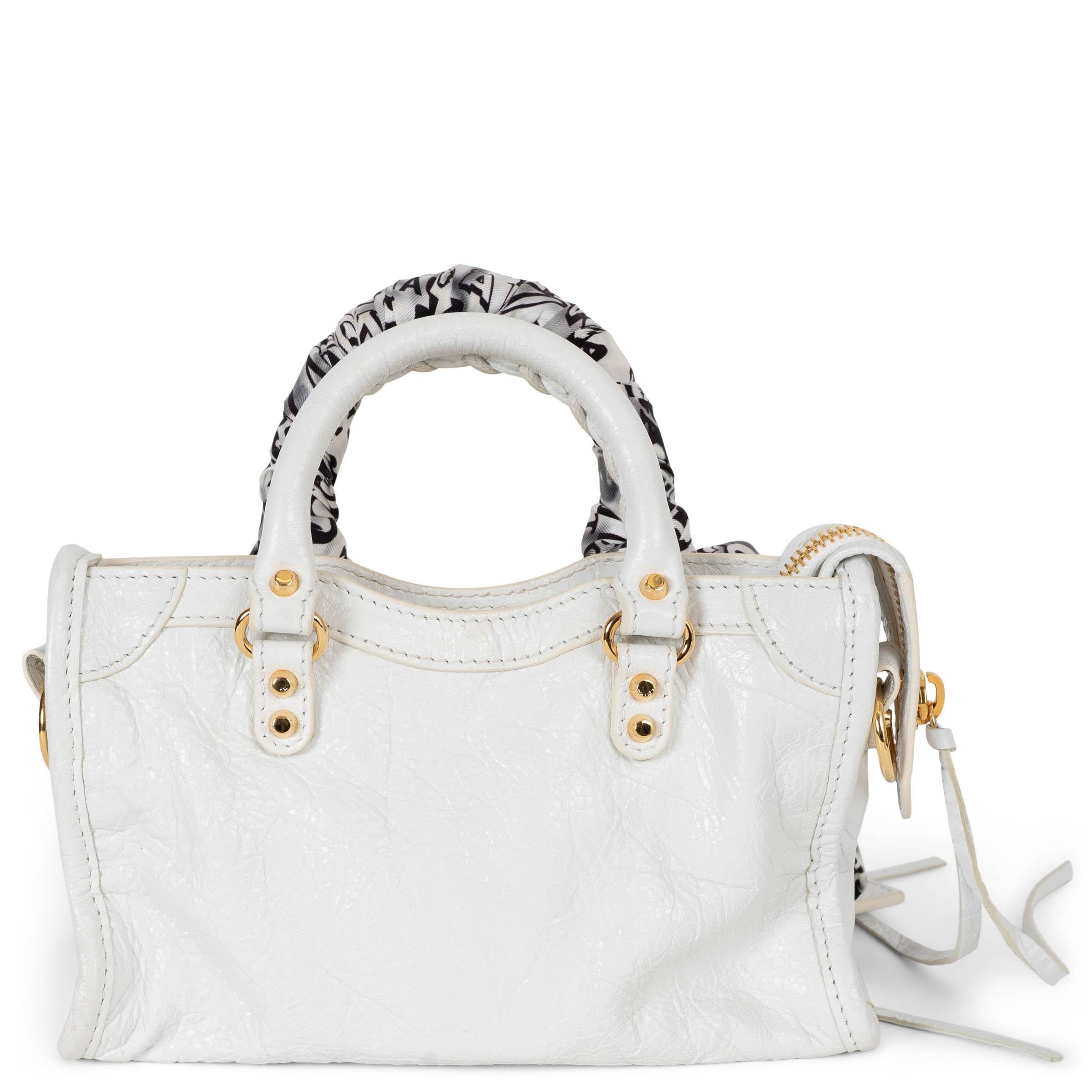 BALENCIAGA weiß eather 2019 CLASSIC CITY SCARF NANO Tasche (Weiß) im Angebot