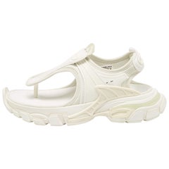 Balenciaga White Fabric and Rubber Track Thong Sandals Size 36