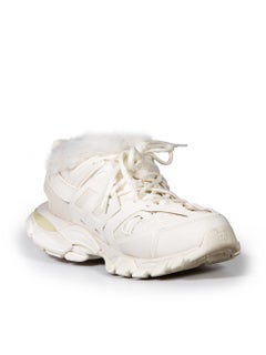 Balenciaga White Faux Fur Lined Track Trainers Size IT 41