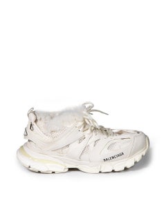 Balenciaga White Faux Fur Lined Track Trainers Size IT 41