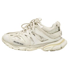 Balenciaga White Faux Leather and Mesh Track Lace Up Sneakers Size 42