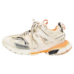 Balenciaga White Faux Leather and Mesh Track Sneakers Size 37