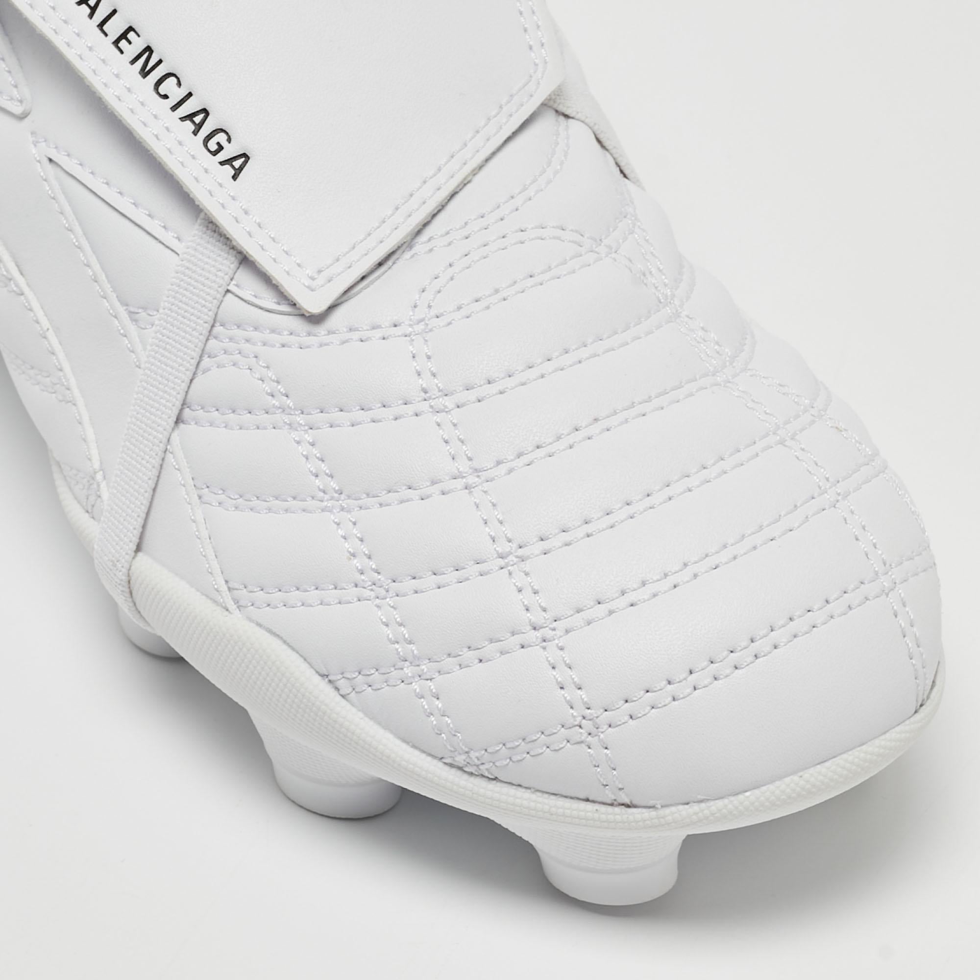 Balenciaga White Faux Leather Soccer Low Top Sneakers Size 38 For Sale 1