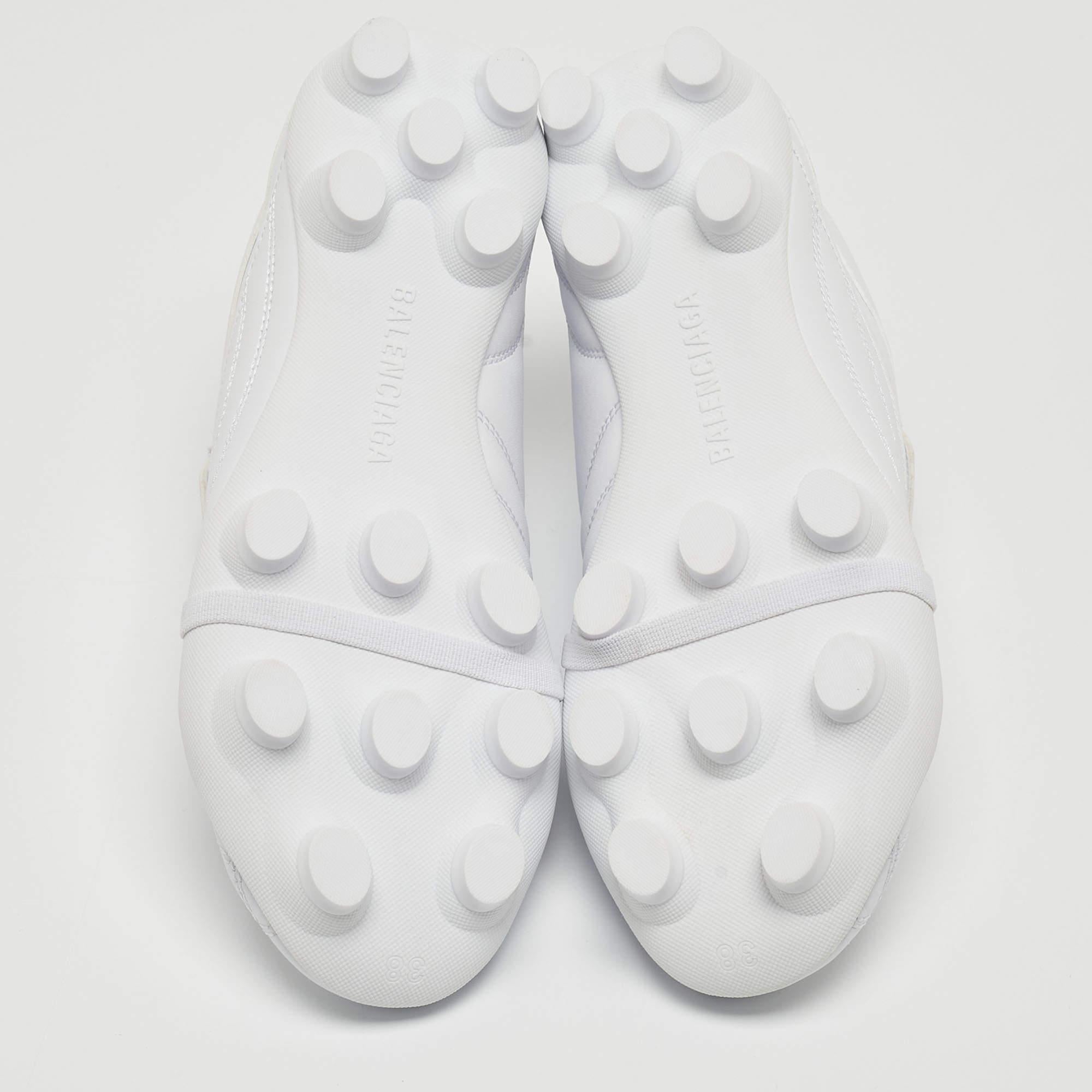Balenciaga White Faux Leather Soccer Low Top Sneakers Size 38 1