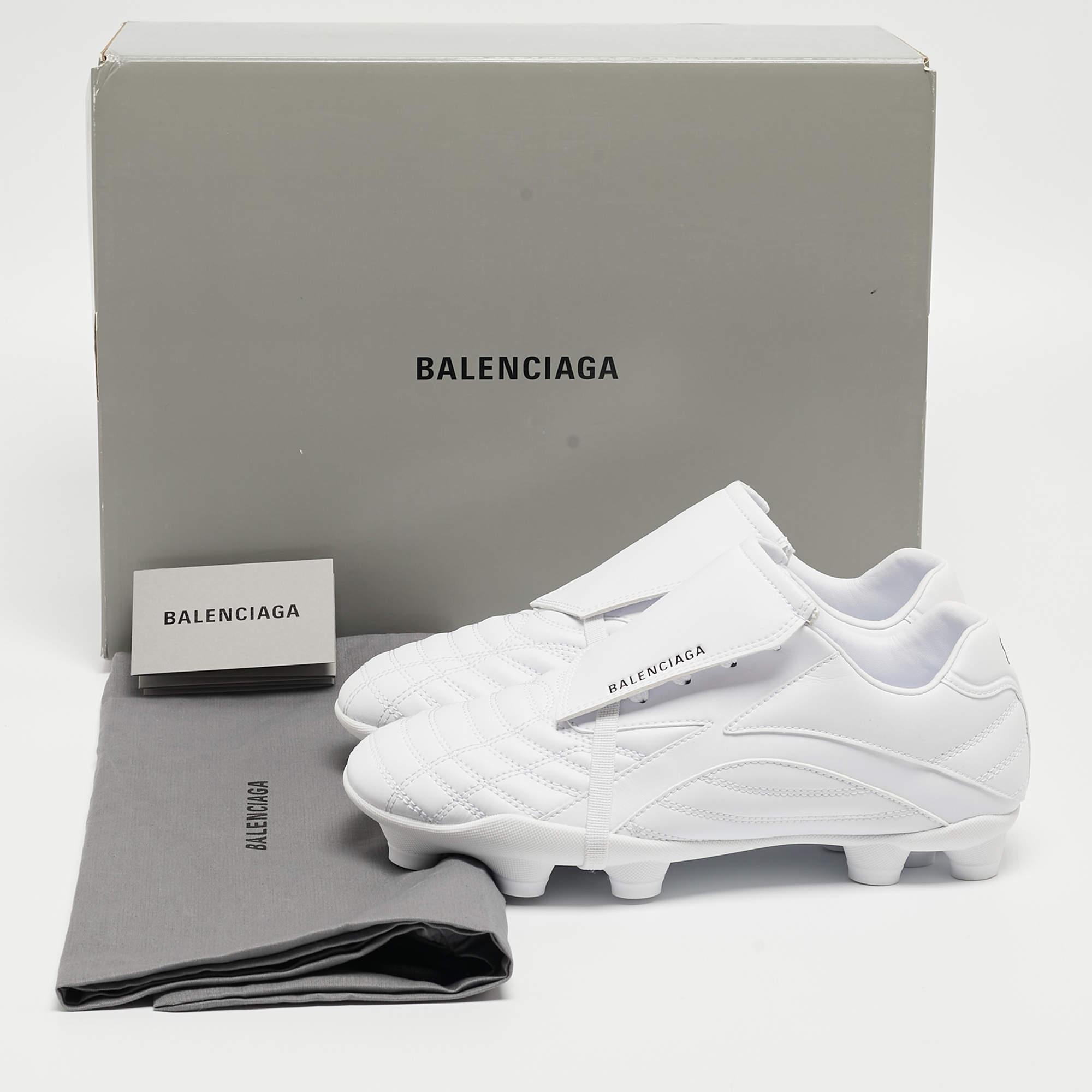 Balenciaga White Faux Leather Soccer Low Top Sneakers Size 38 2