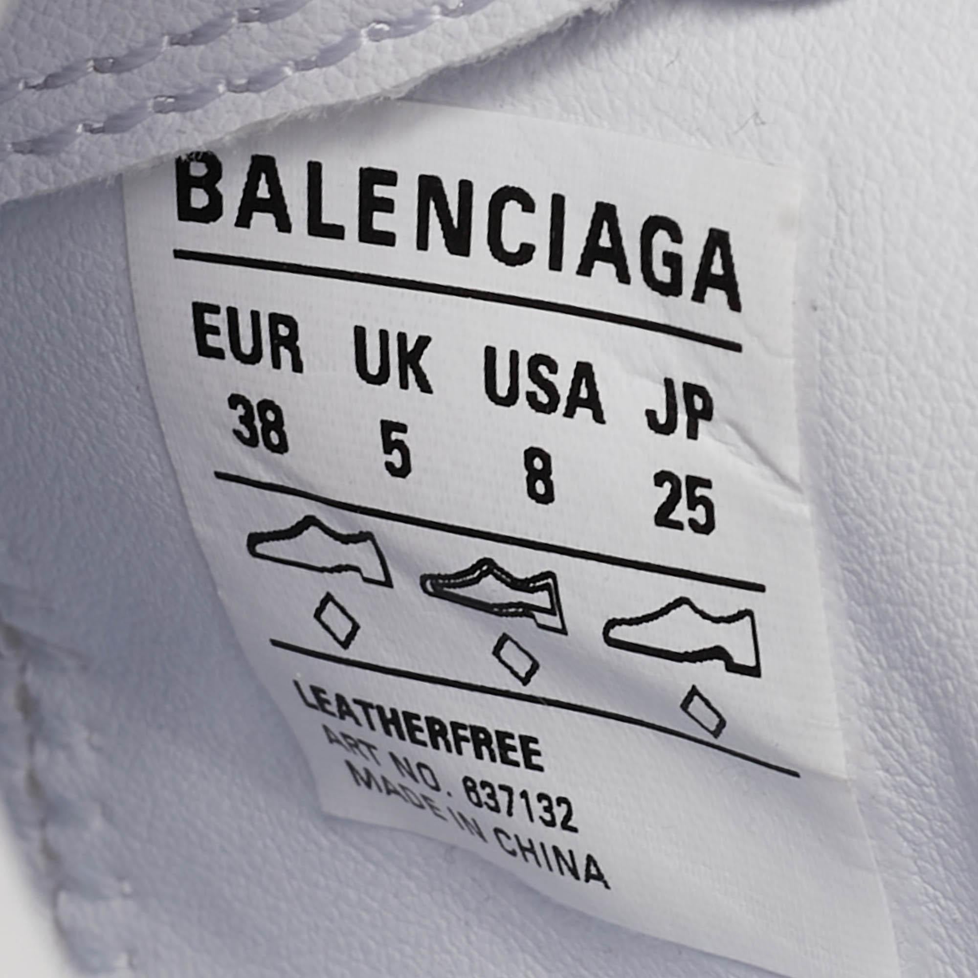 Balenciaga White Faux Leather Soccer Low Top Sneakers Size 38 For Sale 4