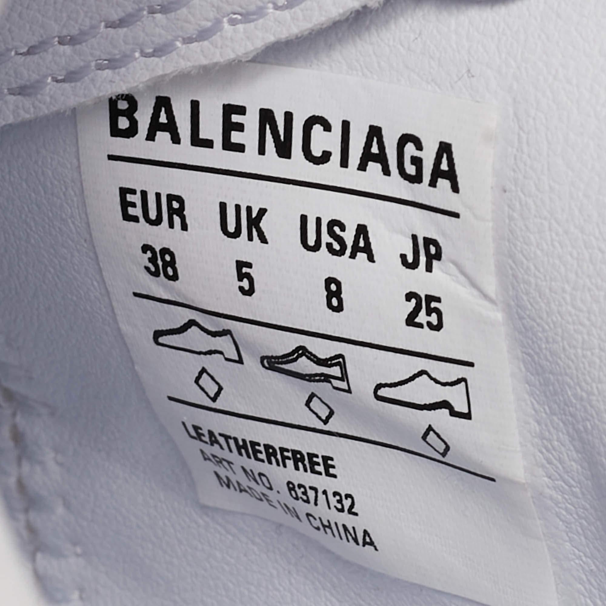 Balenciaga White Faux Leather Soccer Low Top Sneakers Size 38 3
