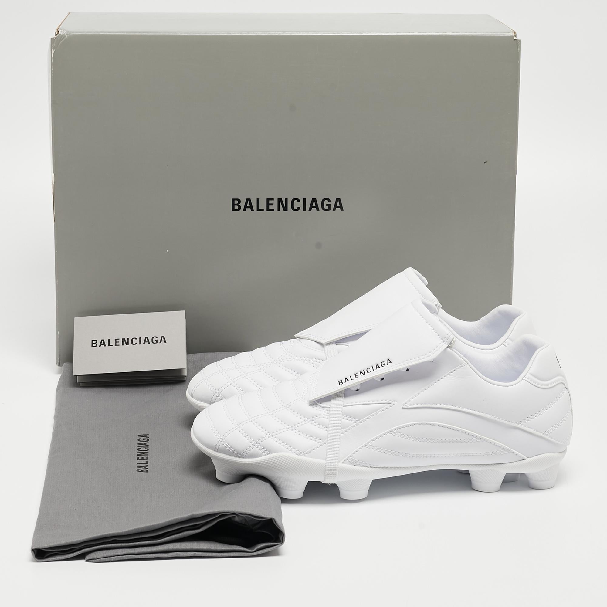 Balenciaga White Faux Leather Soccer Low Top Sneakers Size 38 For Sale 5