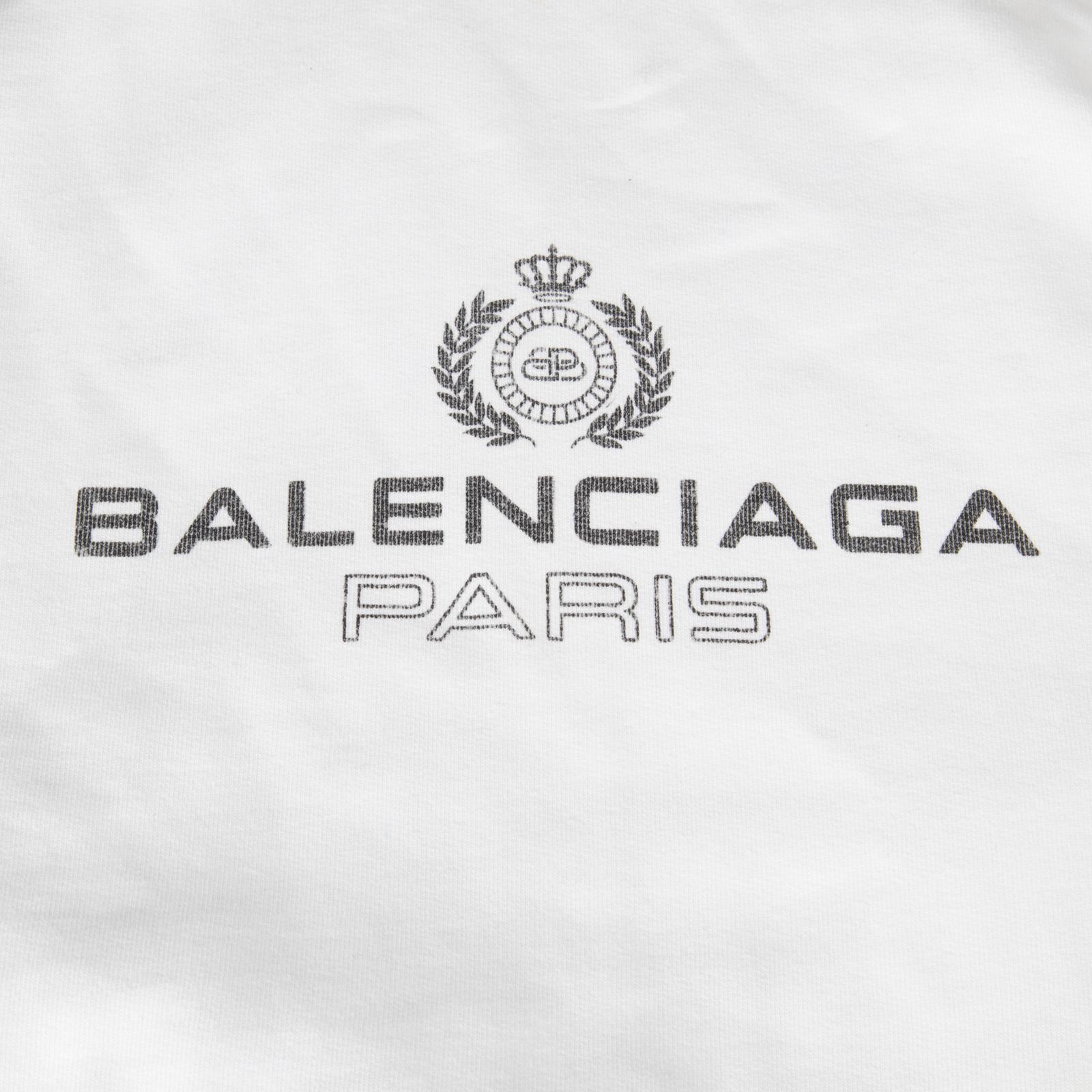 Gris Balenciaga White Front Logo Print Hoodie Size M en vente
