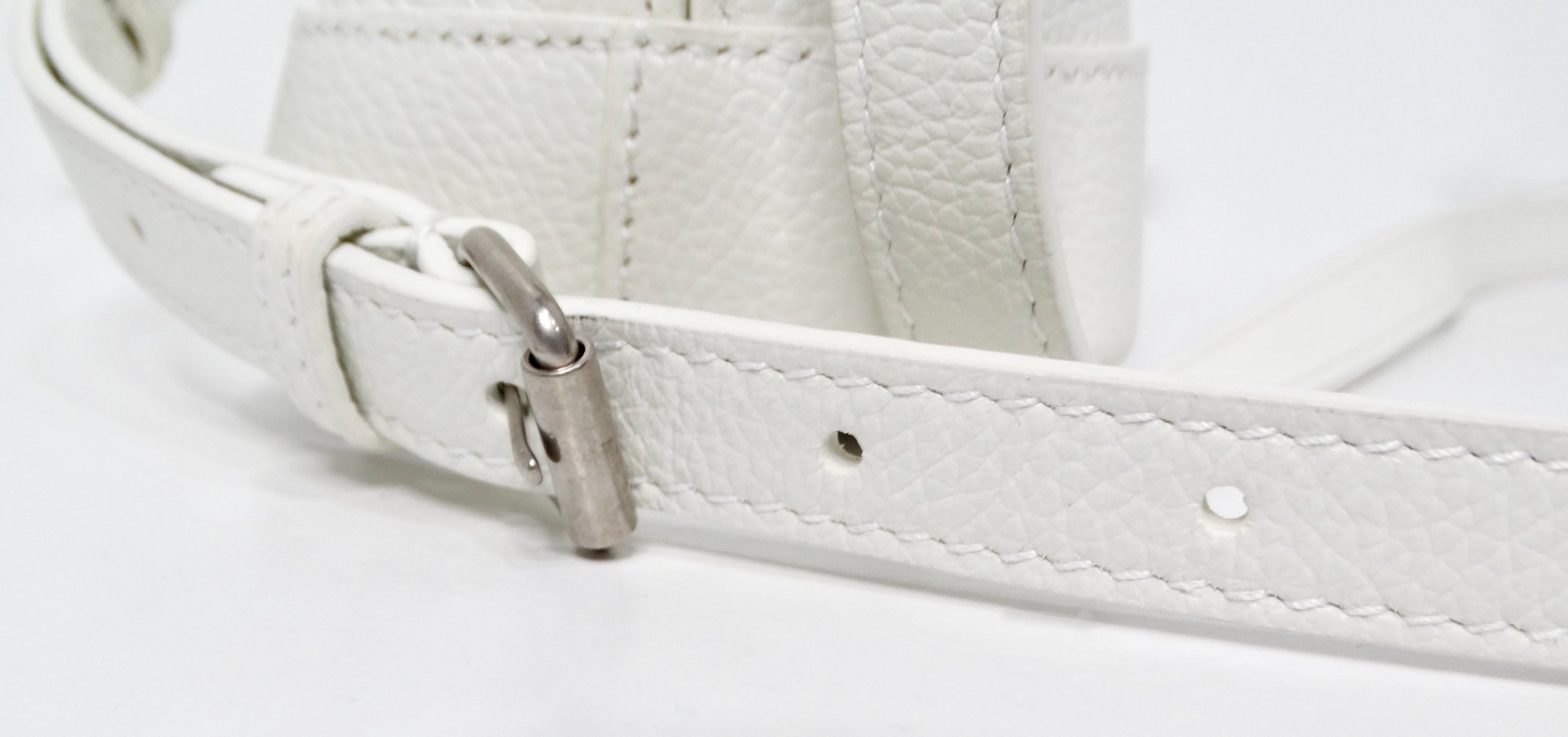 Balenciaga White Graffiti Logo Print Ville Leather XXS Mini Top Handle Bag For Sale 3