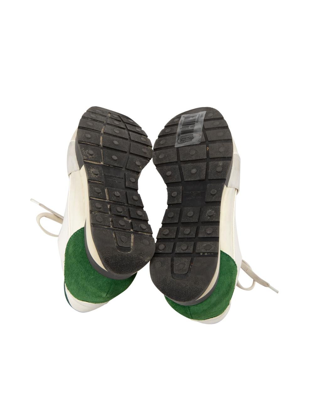 Balenciaga Weiß & Grün Leder klobig niedrig Rennen Trainer Größe IT 38 im Zustand „Gut“ im Angebot in London, GB