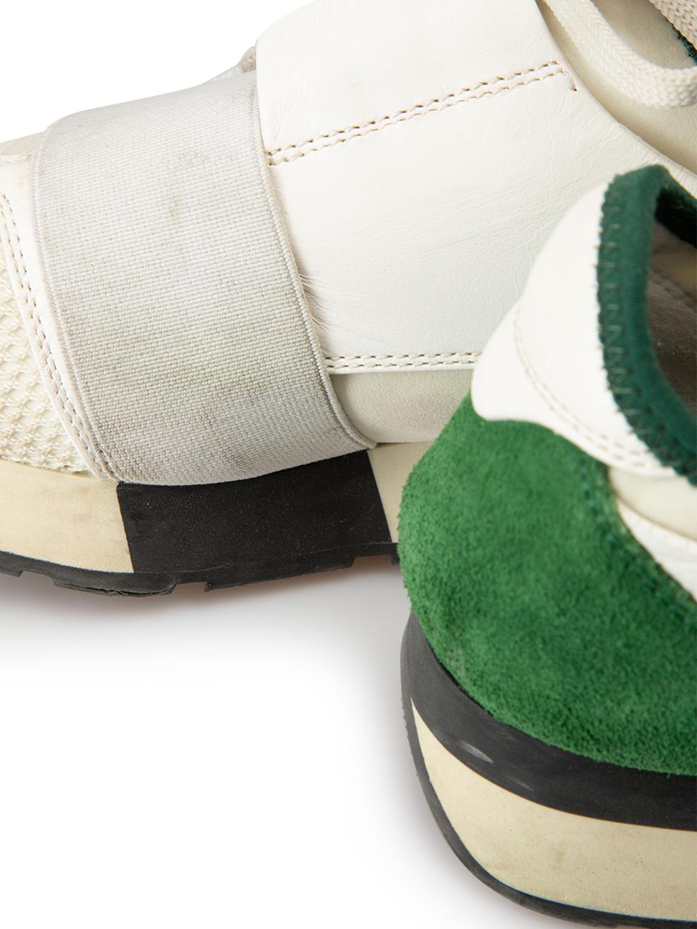 Balenciaga Weiß & Grün Leder klobig niedrig Rennen Trainer Größe IT 38 Damen im Angebot