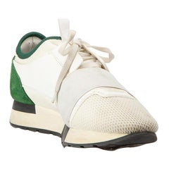 Balenciaga Weiß & Grün Leder klobig niedrig Rennen Trainer Größe IT 38