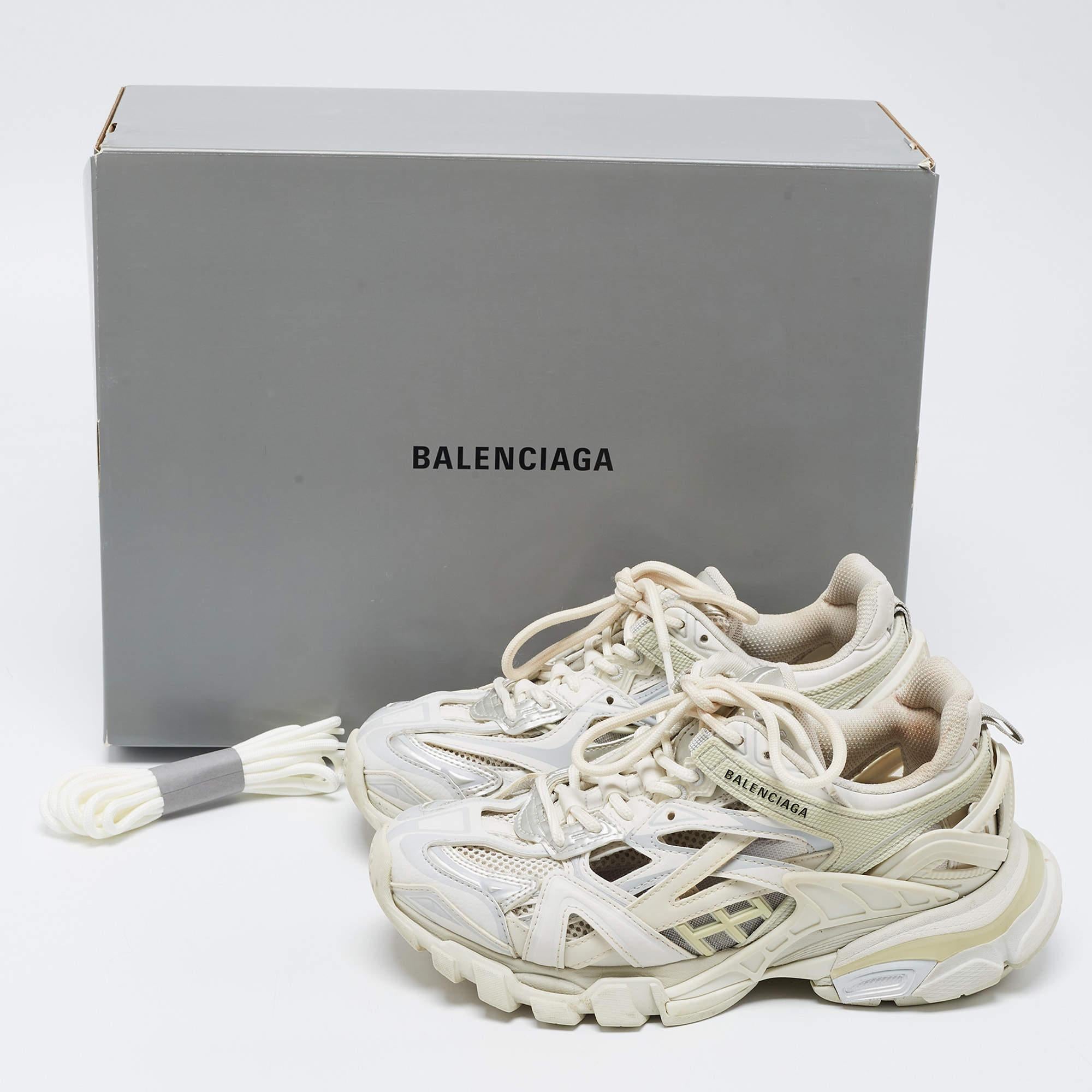 Balenciaga White/Grey Leather and Mesh Track Sneakers Size 37 7