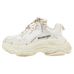 Balenciaga White/Grey Leather Triple S Sneakers Size 38