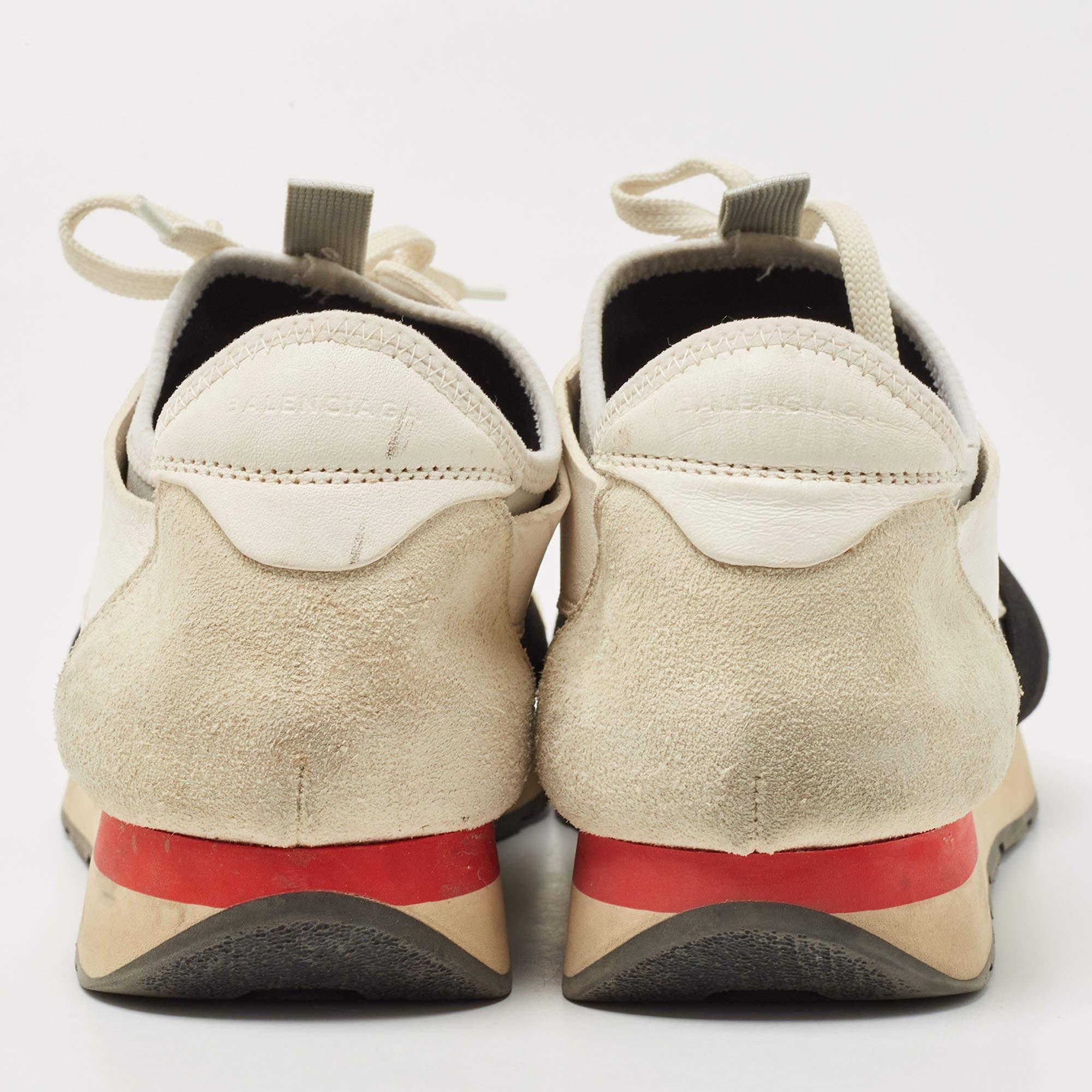 Balenciaga Weiß/graues Mesh, Wildleder & Leder Race Runner Low Top Turnschuhe Größe 41 Herren im Angebot