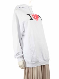 Balenciaga White I Love U Print Hoodie Size XS