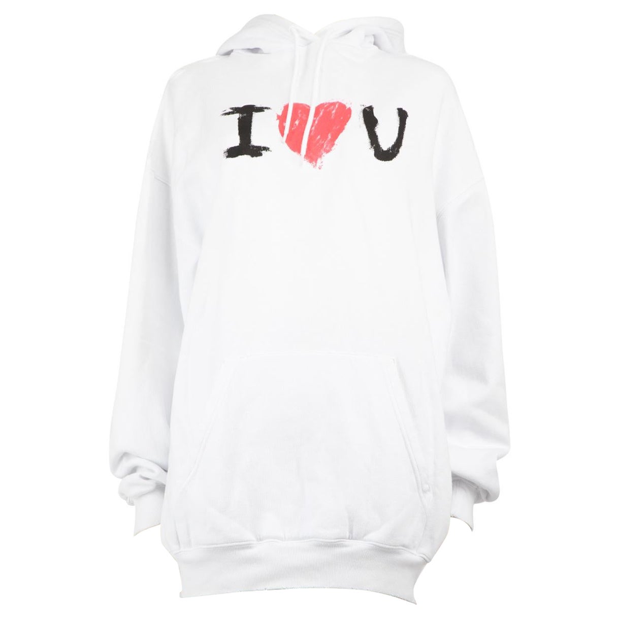 Balenciaga White I Love U Print Hoodie Size XS