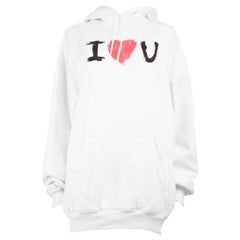 Balenciaga White I Love U Print Hoodie Size XS