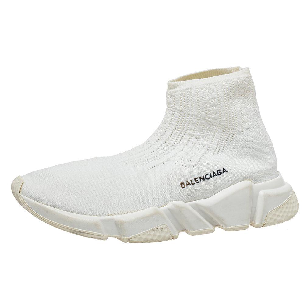 Balenciaga White Knit Fabric Speed Trainer Slip On Sneakers Size 40 at  1stDibs