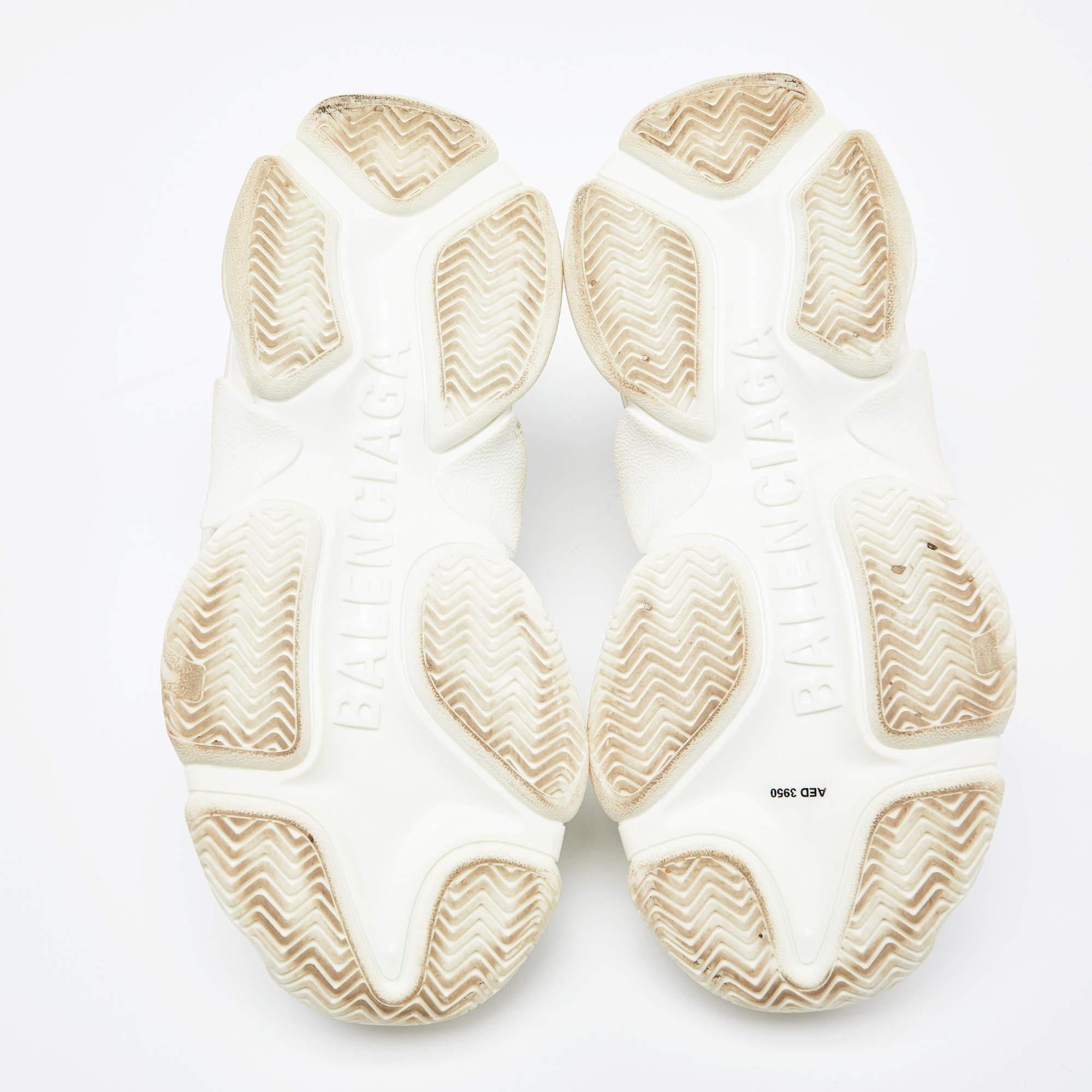 Balenciaga White Leather All-Over Logo Triple S Sneaker Size 37 2