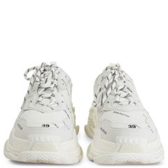 BALENCIAGA white leather ALL-OVER LOGO TRIPLE S Sneakers Shoes 39