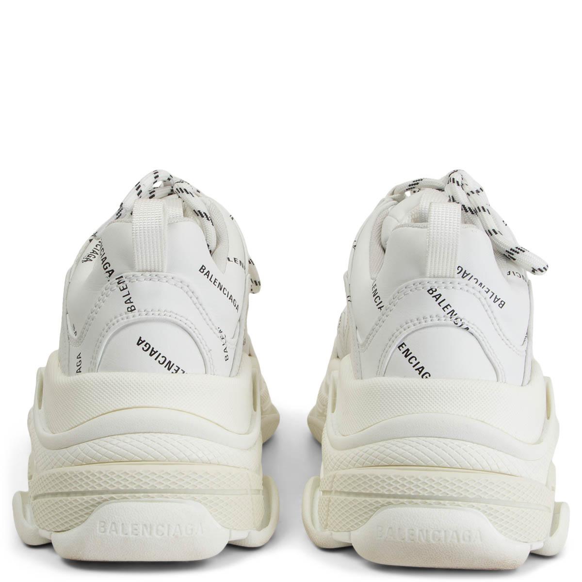 BALENCIAGA - Chaussures de sport en cuir blanc avec logo sur tout le pourtour, taille 39 Excellent état à Zürich, CH
