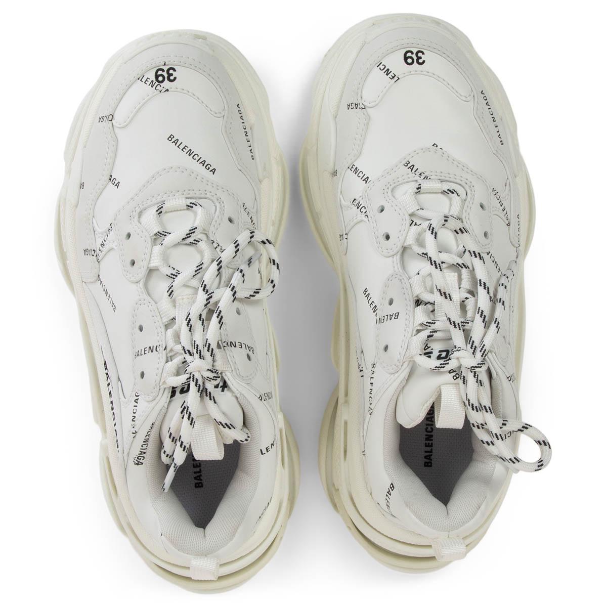  BALENCIAGA - Chaussures de sport en cuir blanc avec logo sur tout le pourtour, taille 39 Pour femmes 