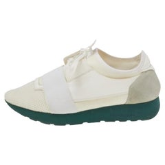 Balenciaga Zapatillas Race Runner Piel y Malla Blancas Talla 39