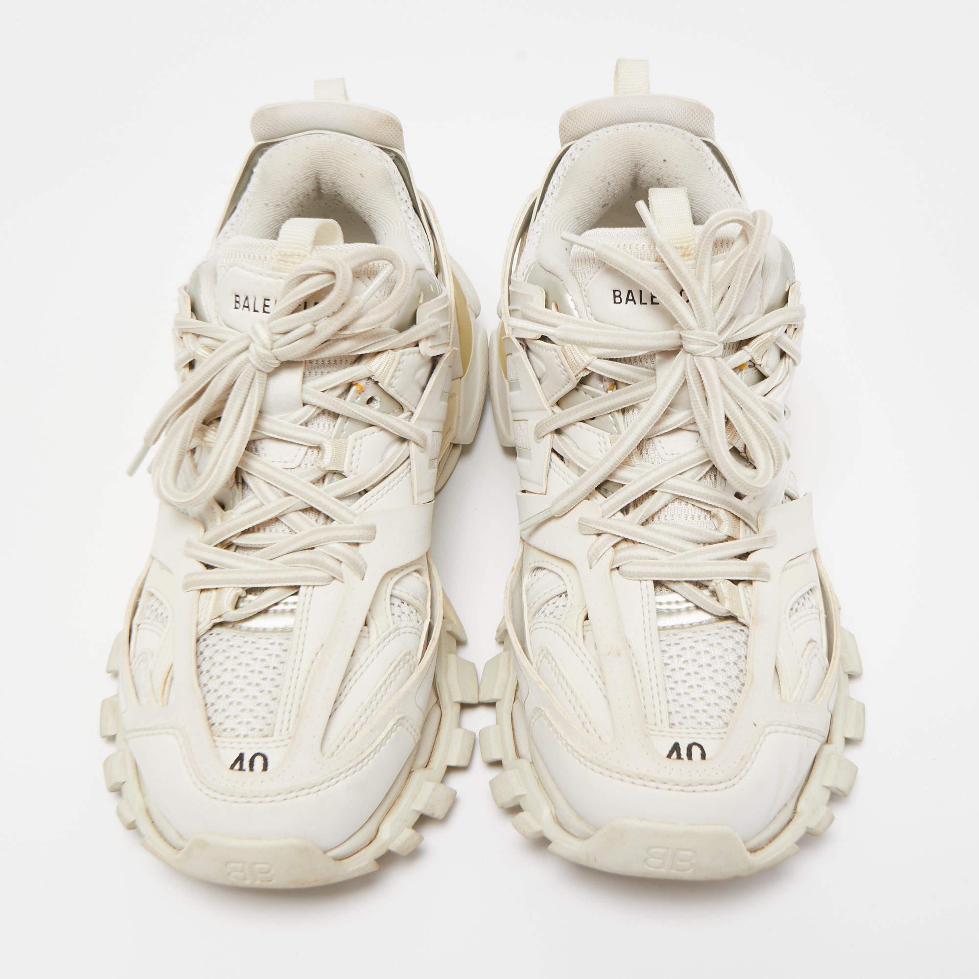 Women's Balenciaga White Leather and Mesh Track Sneakers