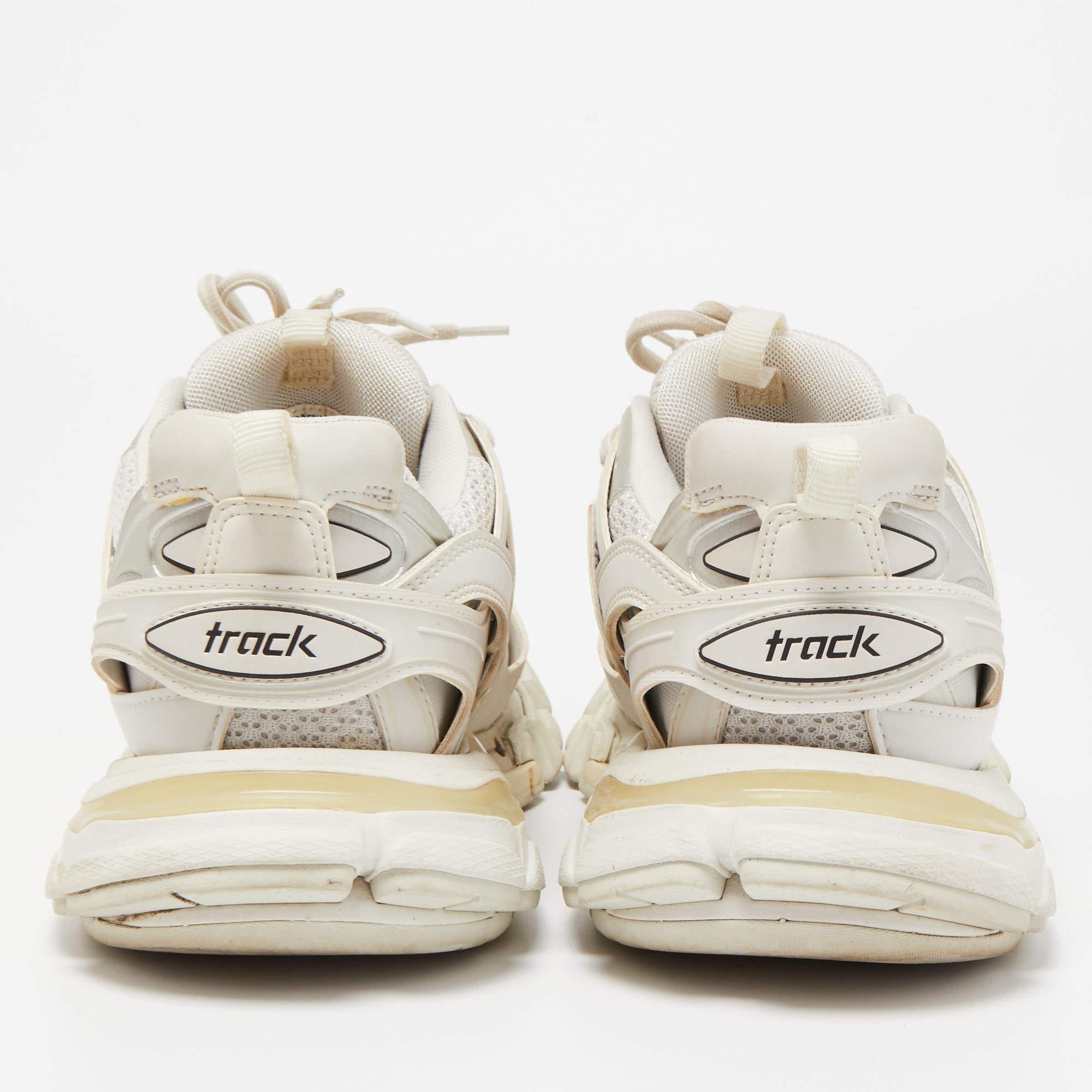 Balenciaga White Leather and Mesh Track Sneakers 1
