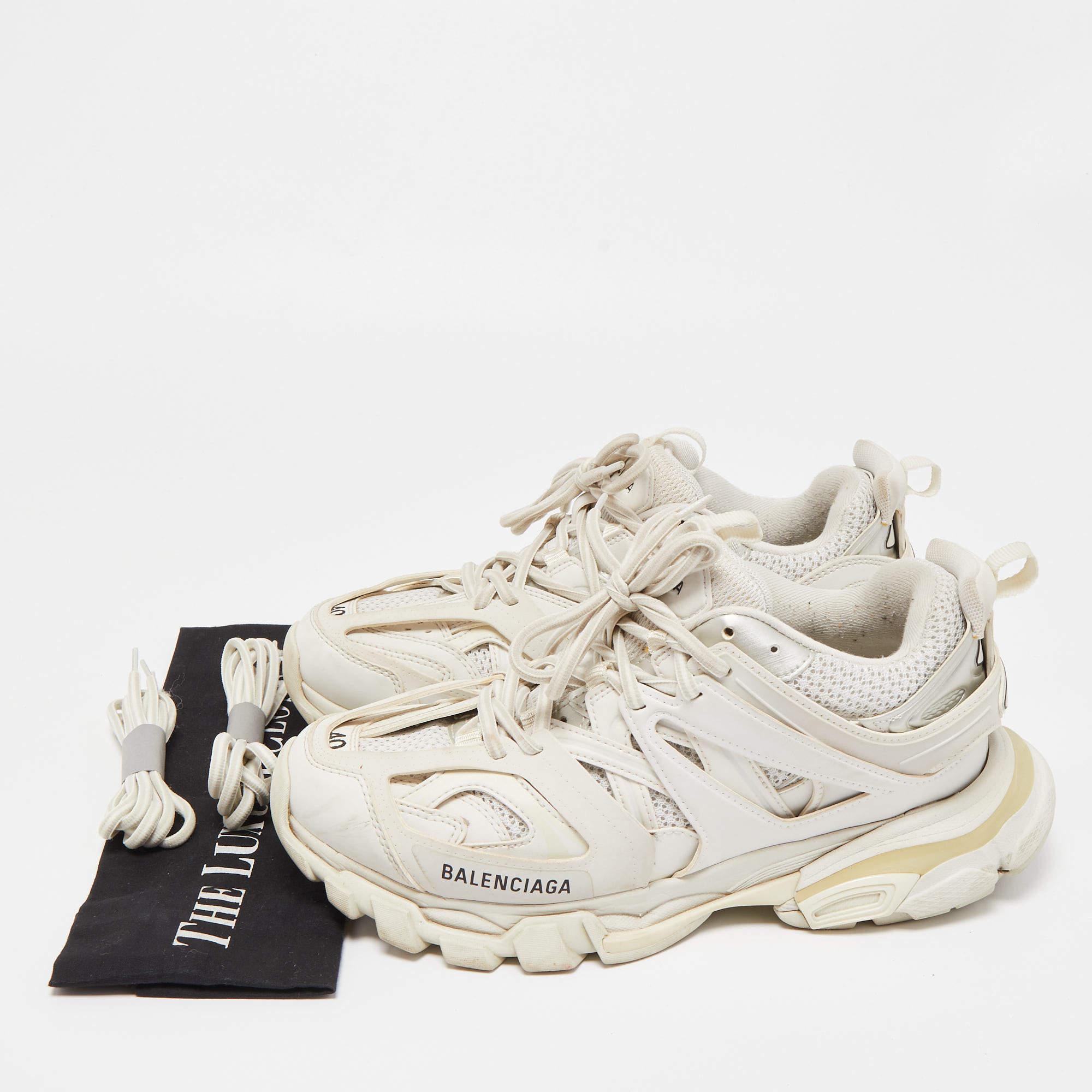 Balenciaga White Leather and Mesh Track Sneakers 5