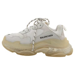 Balenciaga White Leather and Mesh Triple S Clear Sneakers Size 38