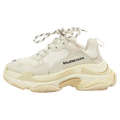 Balenciaga White Leather and Mesh Triple S Low Top Sneakers Size 35