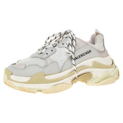 Balenciaga White Leather And Mesh Triple S Platform Sneakers Size 37