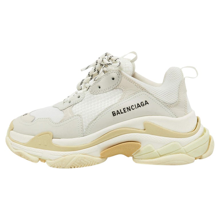 Balenciaga White Leather and Mesh Triple S Sneakers Size 40 For Sale at  1stDibs