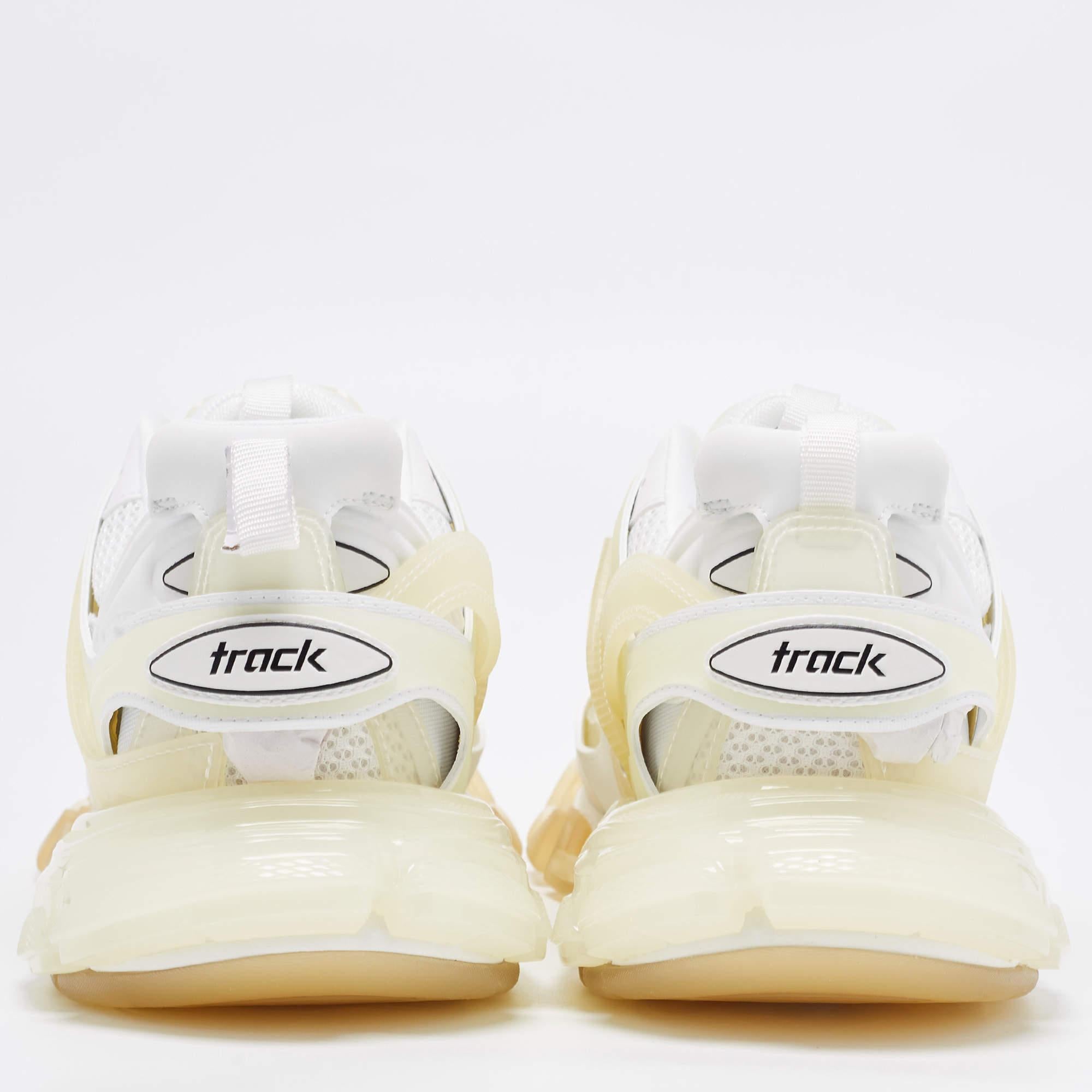 Balenciaga White Leather and PVC Track Clear Sole Sneakers Size 42 4
