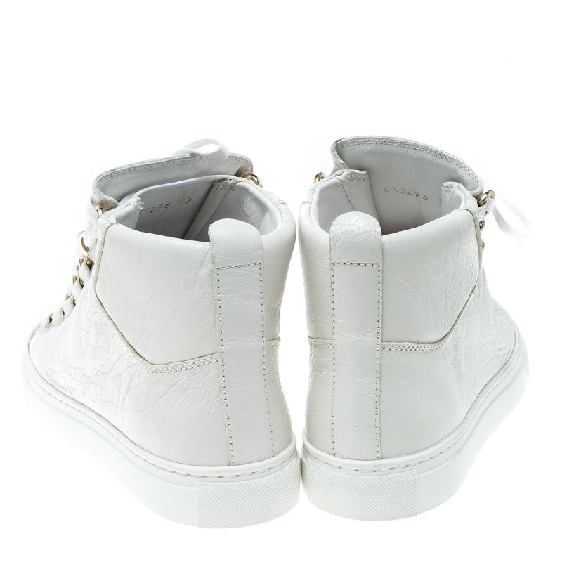 Gray Balenciaga White Leather Arena Platform Sneakers Size 37